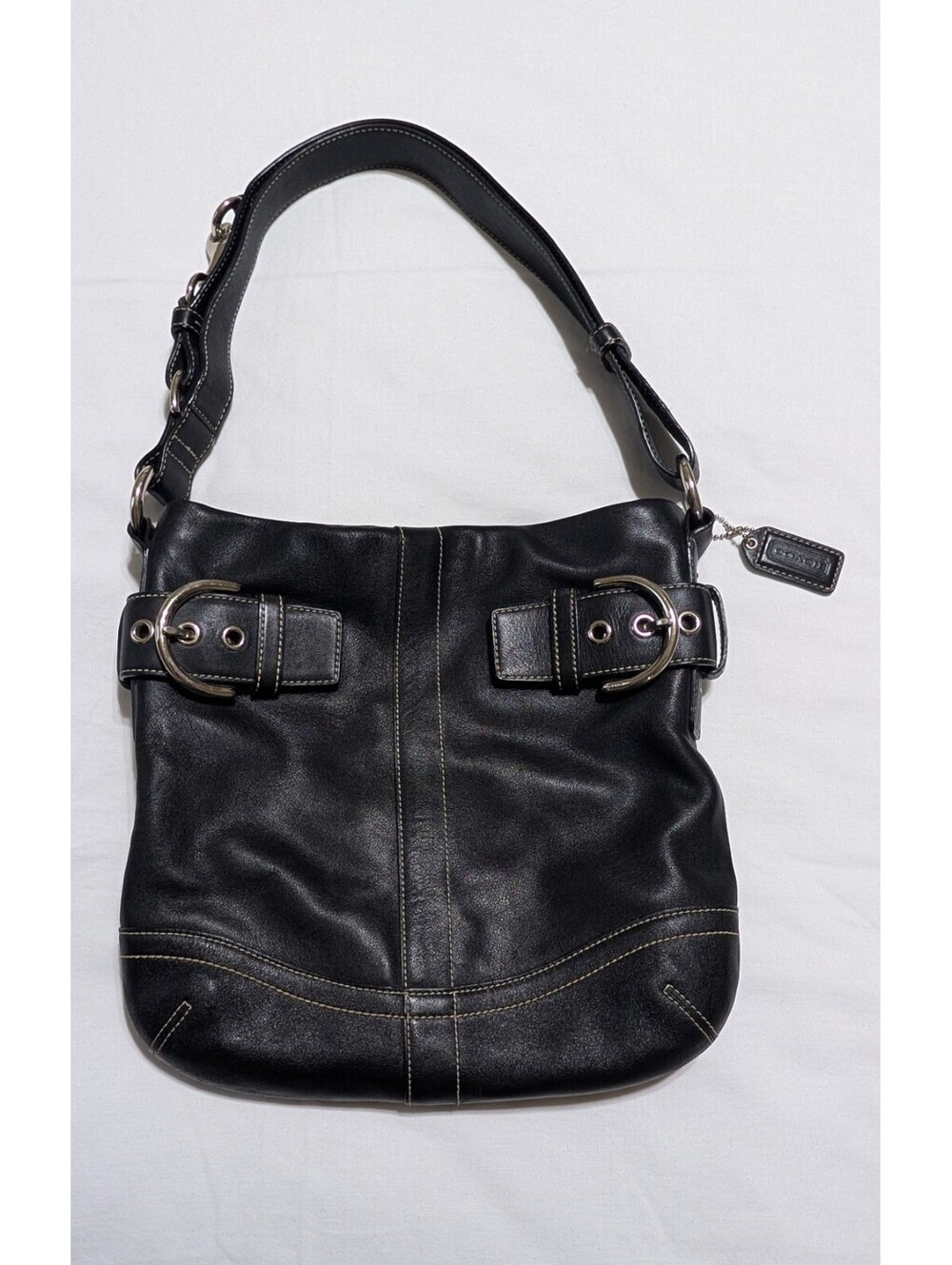 Vintage Y2K Coach Soho Black Leather Buckle Shoulder Bag 1452